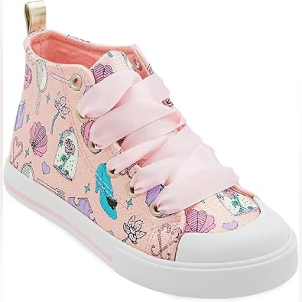 🆕 NWT- Disney Pink Sneakers with Ribbon Laces - 10 YOUTH